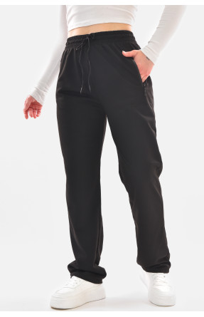 Спортивные штаны полубатальные женские черного цвета 2076-21 210046C Спортивные штаны полубатальные женские черного цвета 2076-21 210046C