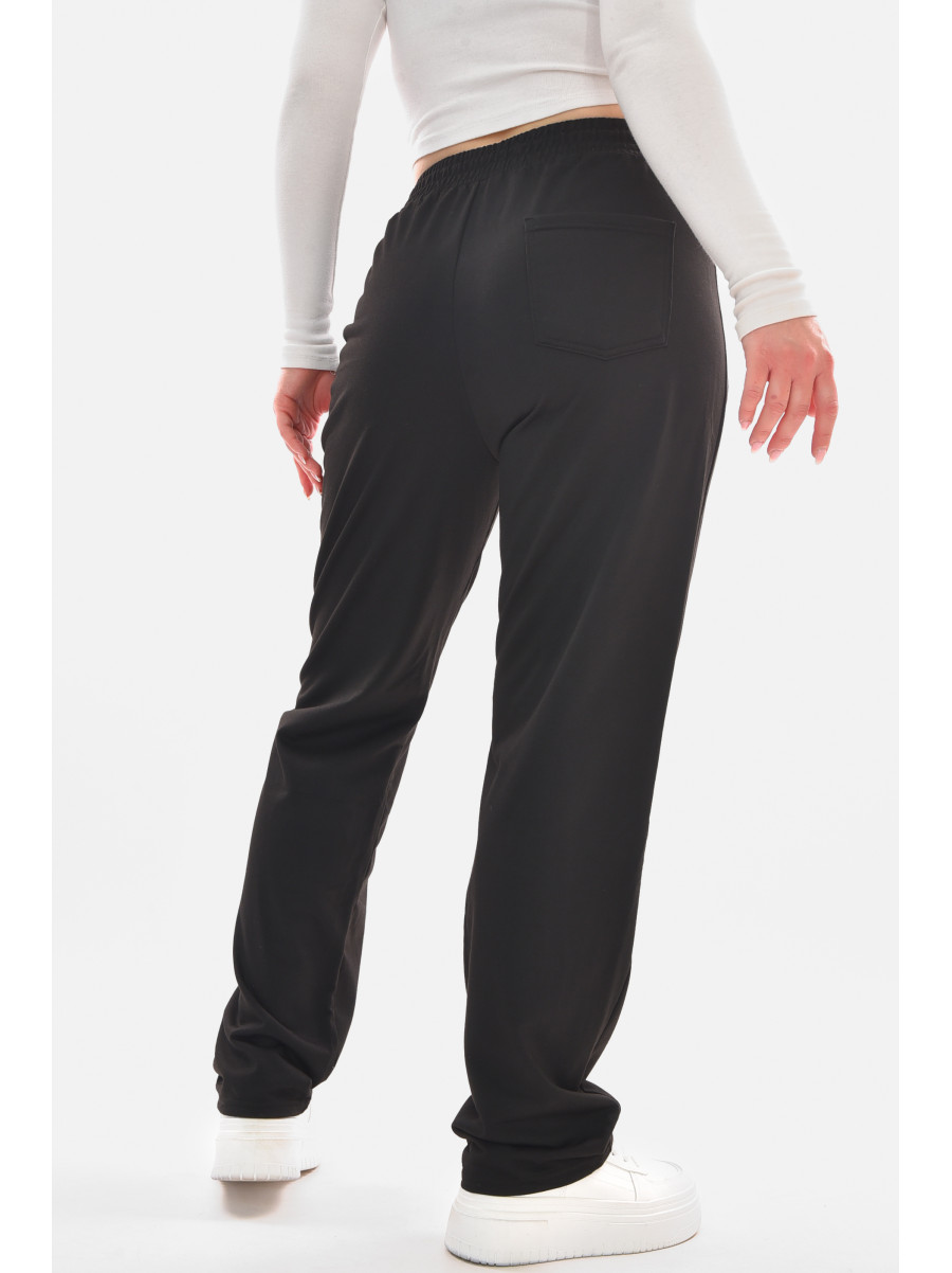 Спортивные штаны полубатальные женские черного цвета 2076-21 210046C