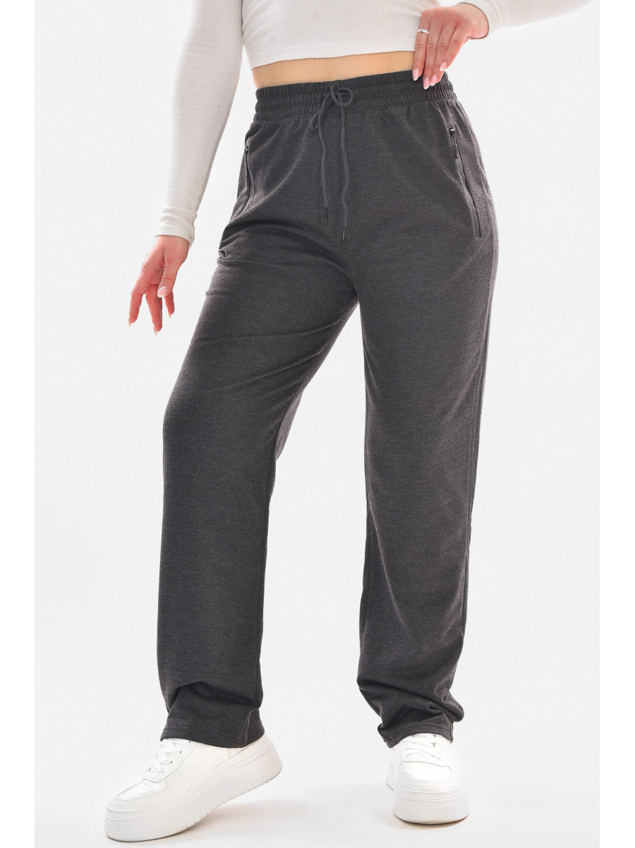 Спортивные штаны полубатальные женские серого цвета 2076-21 210047C