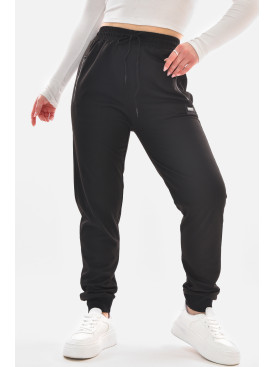 Спортивні штани жіночі напівбатальні чорного кольору 2076-19 210048C