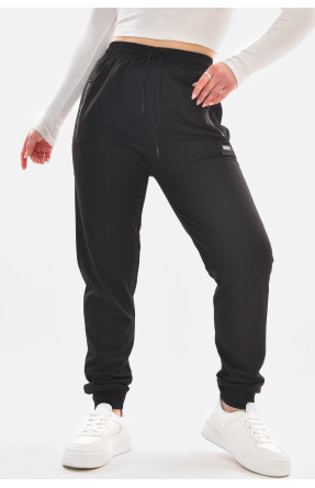 Спортивные штаны женские полубатальные черного цвета 2076-19 210048C Спортивные штаны женские полубатальные черного цвета 2076-19 210048C