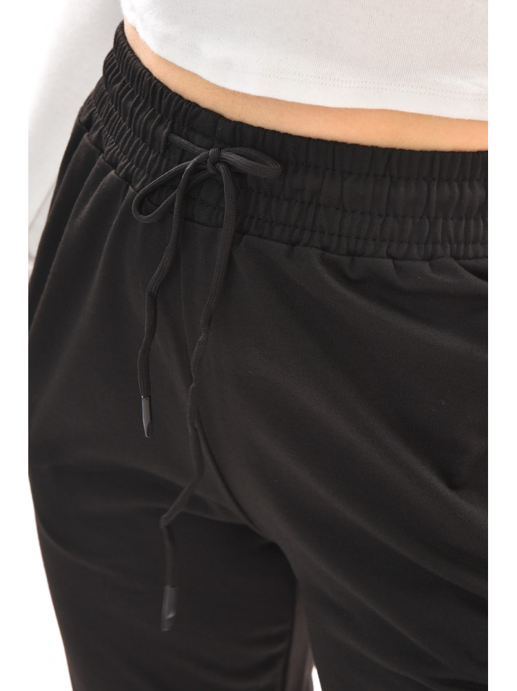 Спортивные штаны женские полубатальные черного цвета 2076-19 210048C