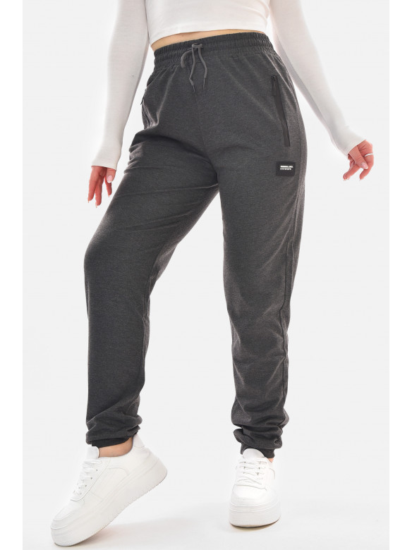 Спортивные штаны женские полубатальные тёмно-серого цвета 2076-19 210049C