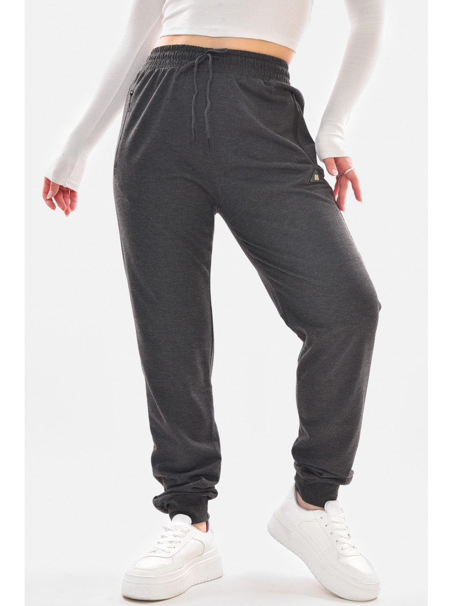 Спортивные штаны женские полубатальные тёмно-серого цвета 2076-24 210050C