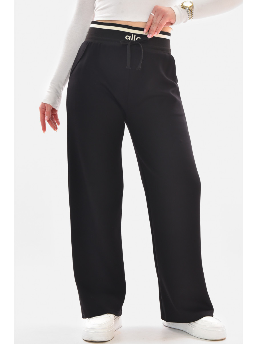 Штани жіночі напівбатальні однотонні чорного кольору 9640-1 210052C