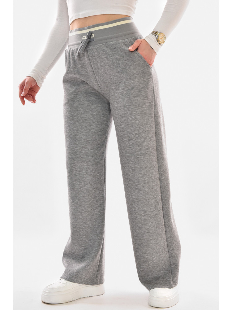 Штаны женские полубатальные однотонные серого цвета 9640-1 210053C