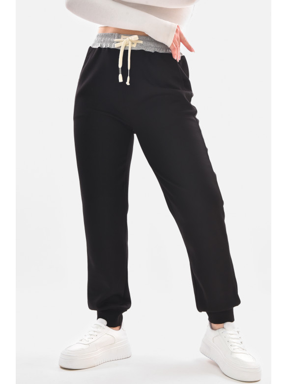 Спортивные штаны женские черного цвета 9641-3 210055C
