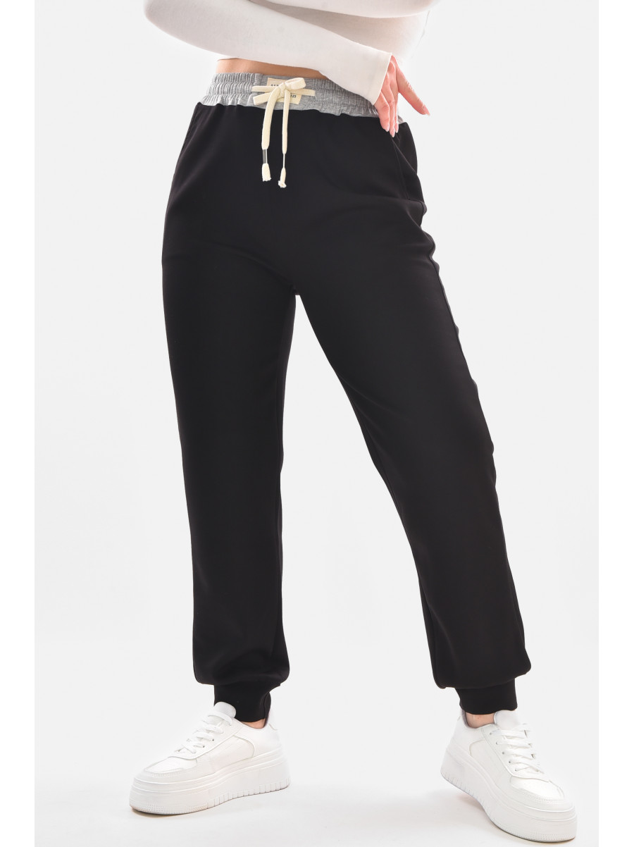 Спортивные штаны женские черного цвета 9641-3 210055C