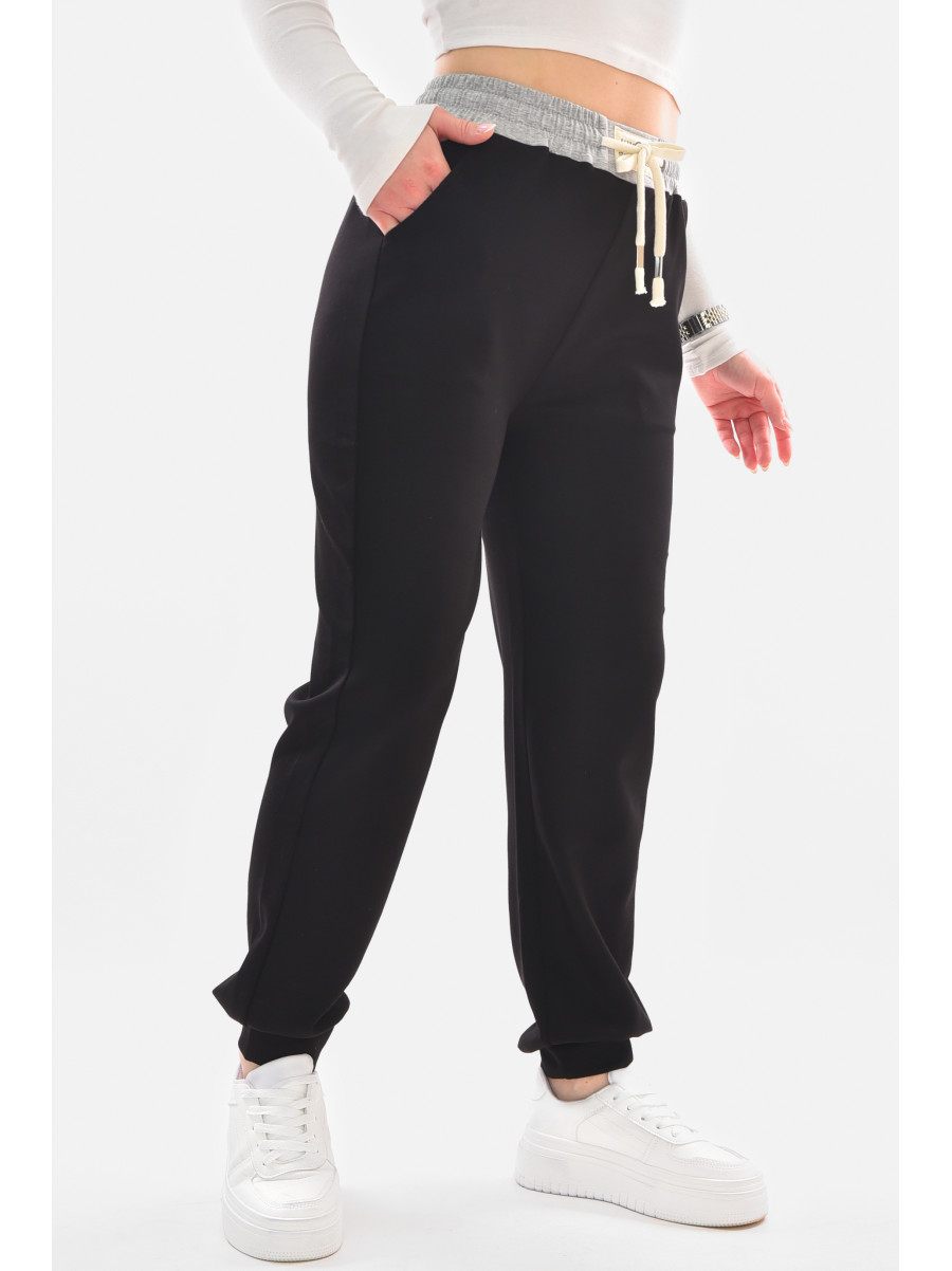Спортивные штаны женские черного цвета 9641-3 210055C