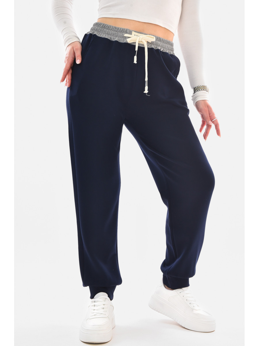 Спортивные штаны женские тёмно-синего цвета 9641-3 210057C