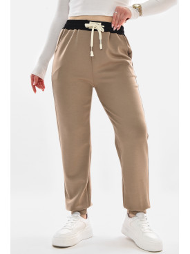 Спортивні штани жіночі бежевого кольору 9641-3 210058C