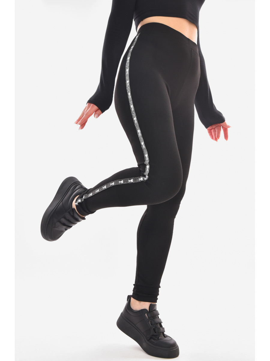 Лосины женские однотонные черного цвета 5033-19 210068C