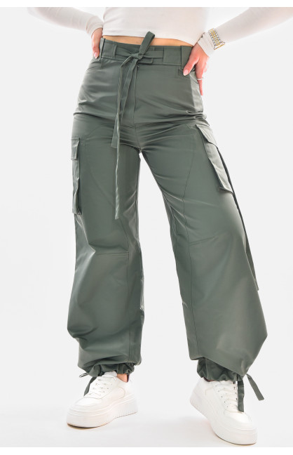 Штаны женские однотонные цвета хаки 210084C