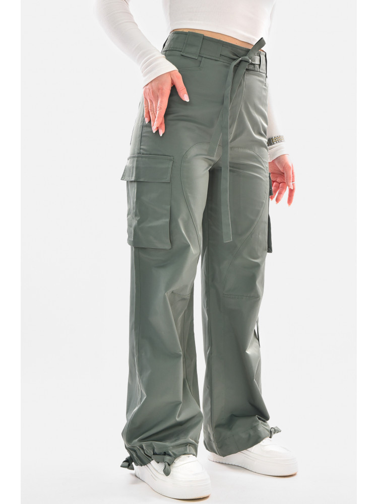 Штаны женские однотонные цвета хаки 210084C