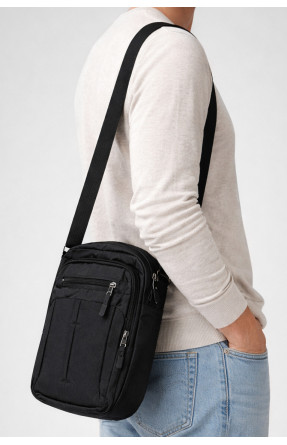 Сумка чоловіча через плече текстиль чорного кольору 19116 210092C Сумка чоловіча через плече текстиль чорного кольору 19116 210092C