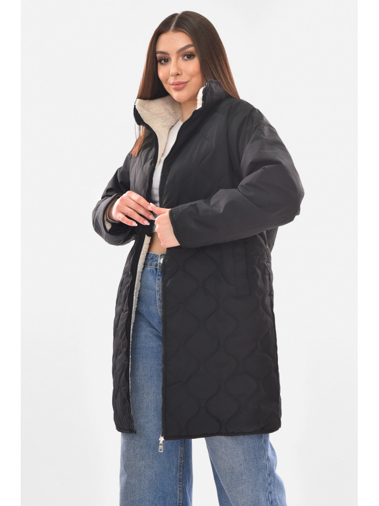 Куртка женская демисезонная двухсторонняя черного цвета 181 210098C