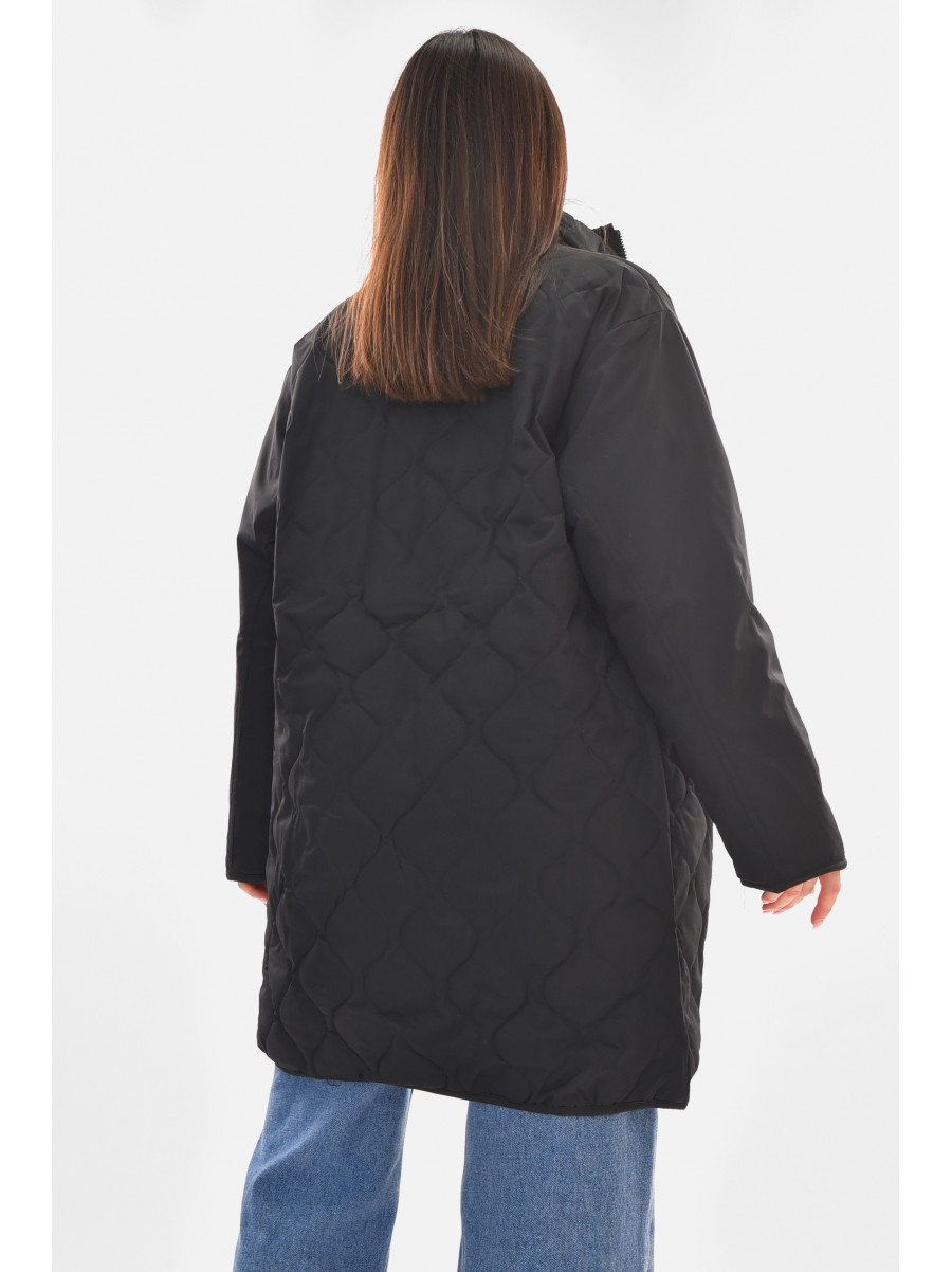 Куртка женская демисезонная двухсторонняя черного цвета 181 210098C
