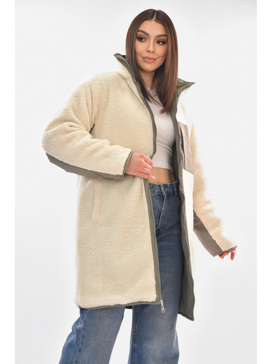 Куртка женская демисезонная двухсторонняя серого цвета 181 210102C