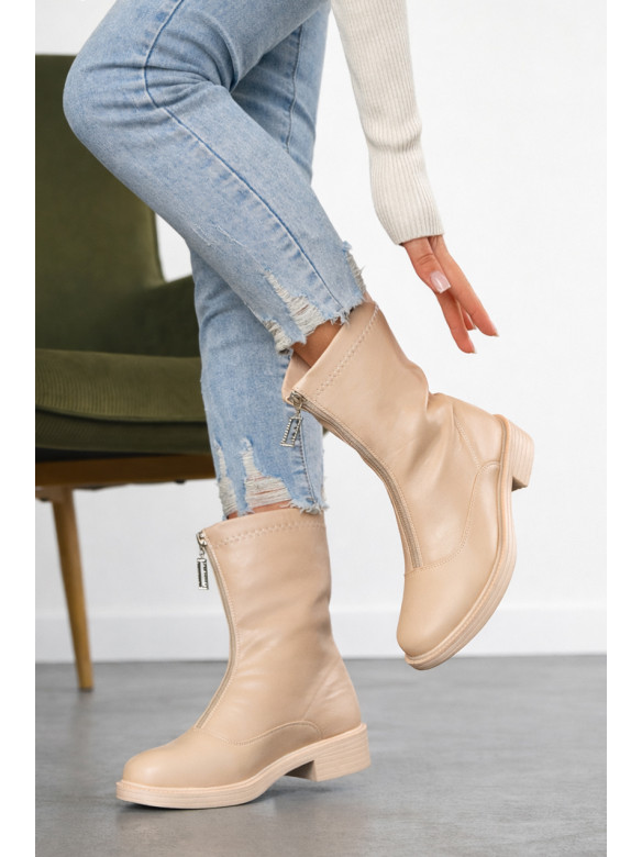 Ботинки женские демисезонные светло-бежевого цвета 537-2-2 210108C