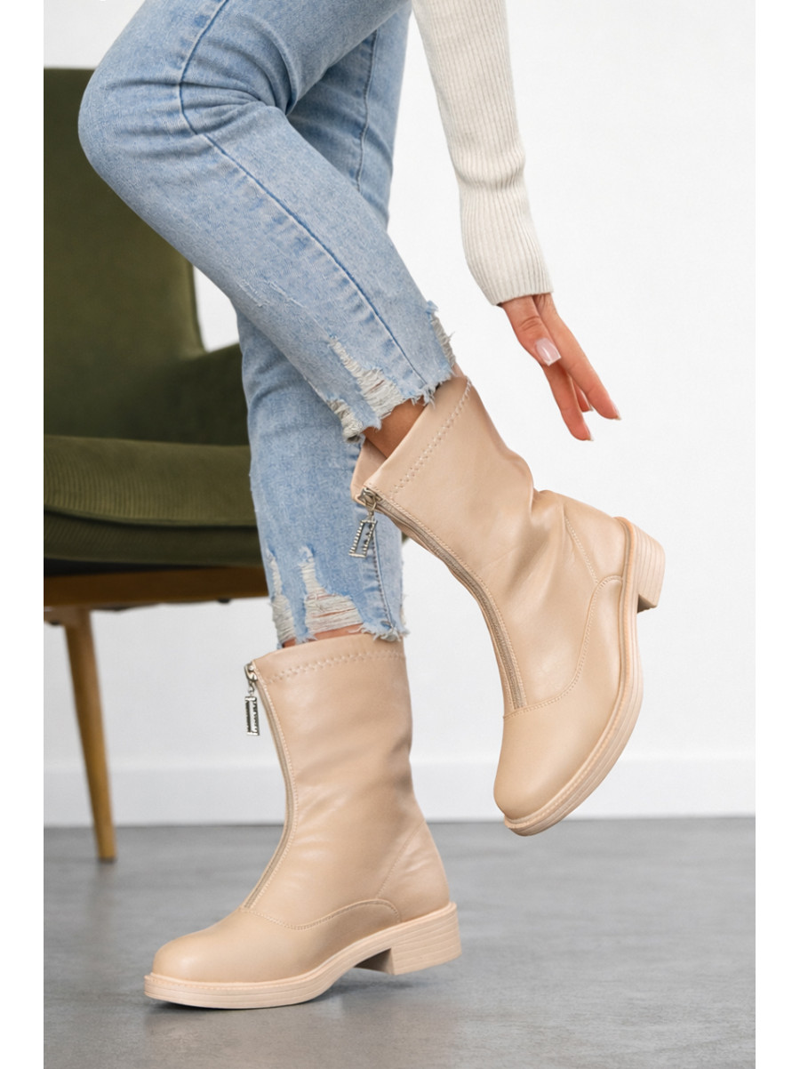 Ботинки женские демисезонные светло-бежевого цвета 537-2-2 210108C