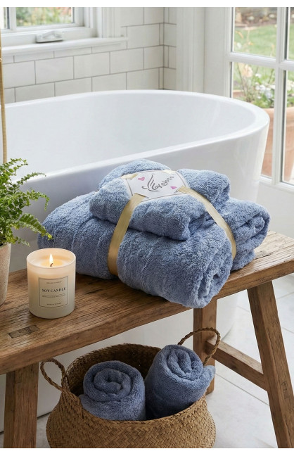 Набор однотонных полотенец из микрофибры банное+для лица светло-серого цвета 98-982 210115C