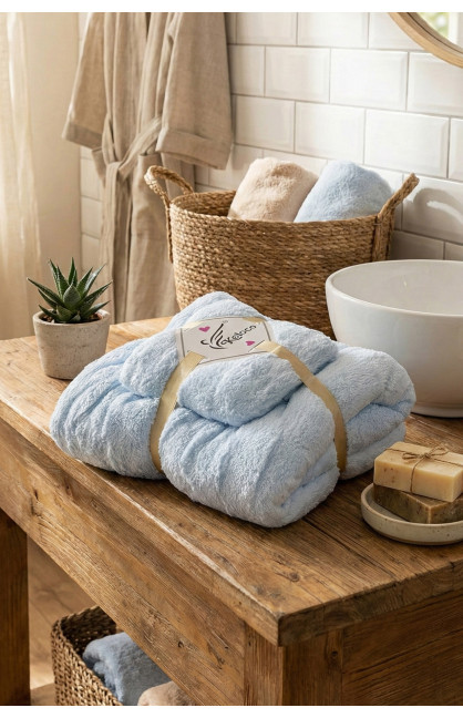 Набор однотонных полотенец из микрофибры банное+для лица светло-серого цвета 98-982 210116C