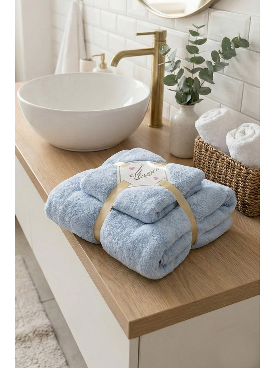 Набор однотонных полотенец из микрофибры банное+для лица серого цвета 98-982 210117C