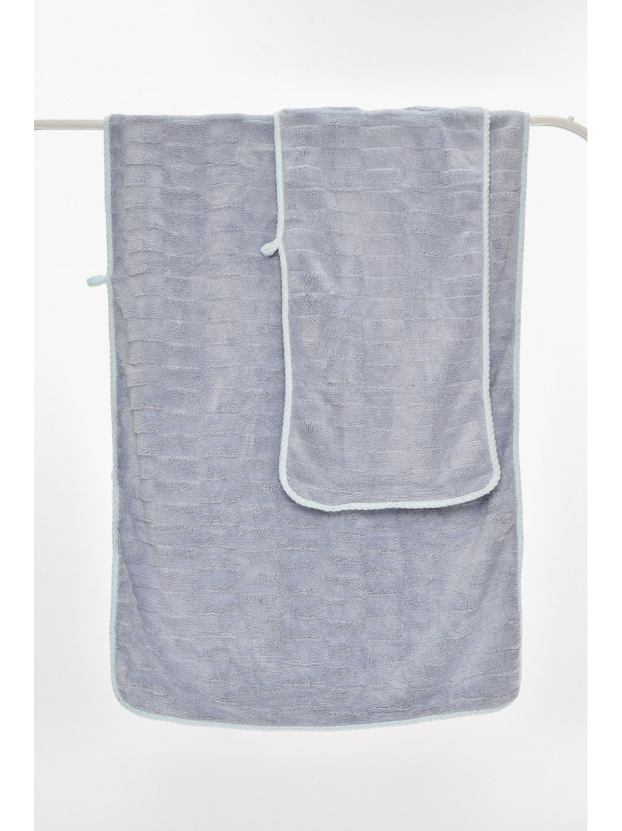 Набор однотонных полотенец из микрофибры банное+для лица серого цвета 98-982 210117C