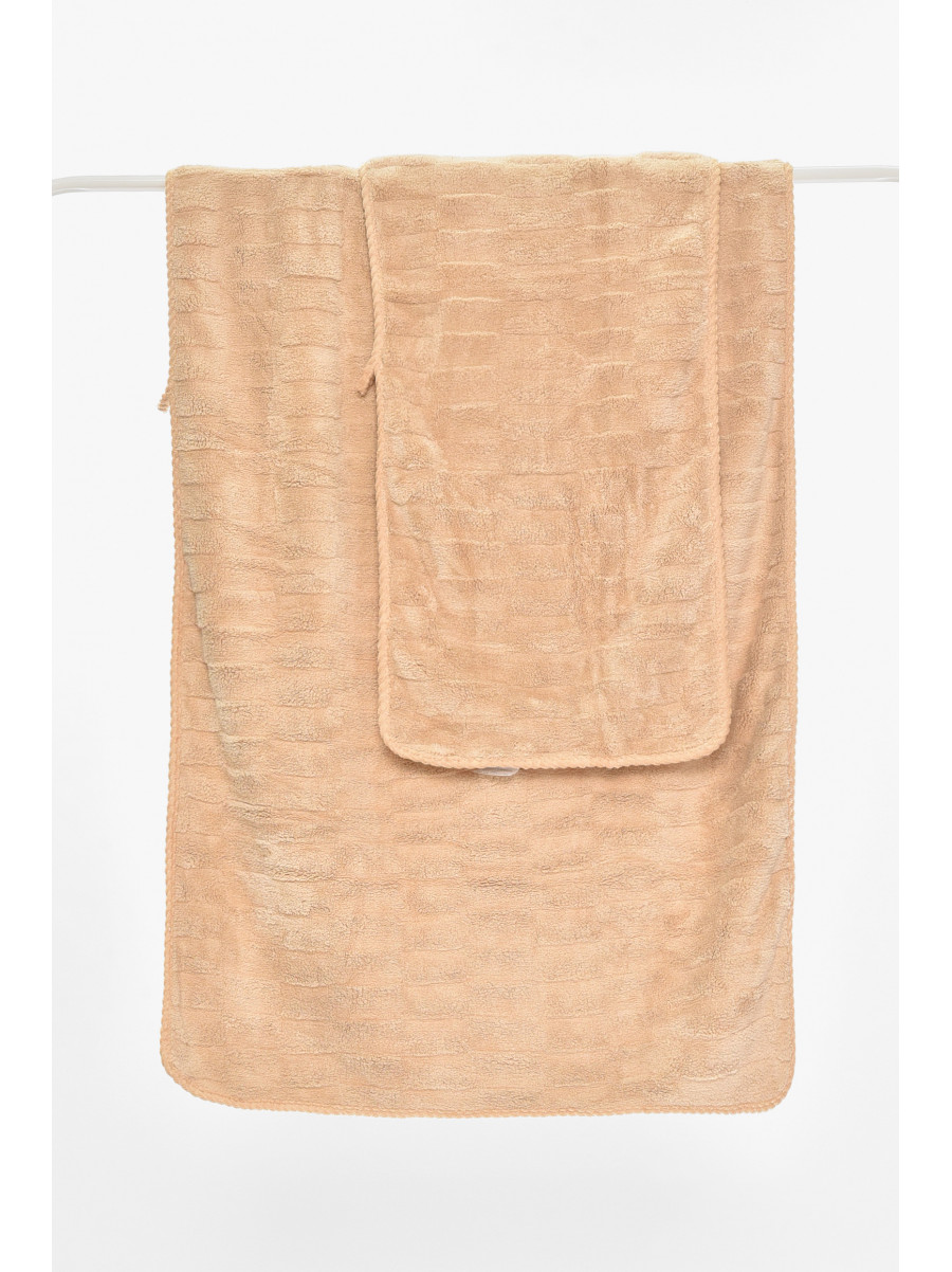 Набор однотонных полотенец из микрофибры банное+для лица светло-бежевого цвета 98-982 210118C