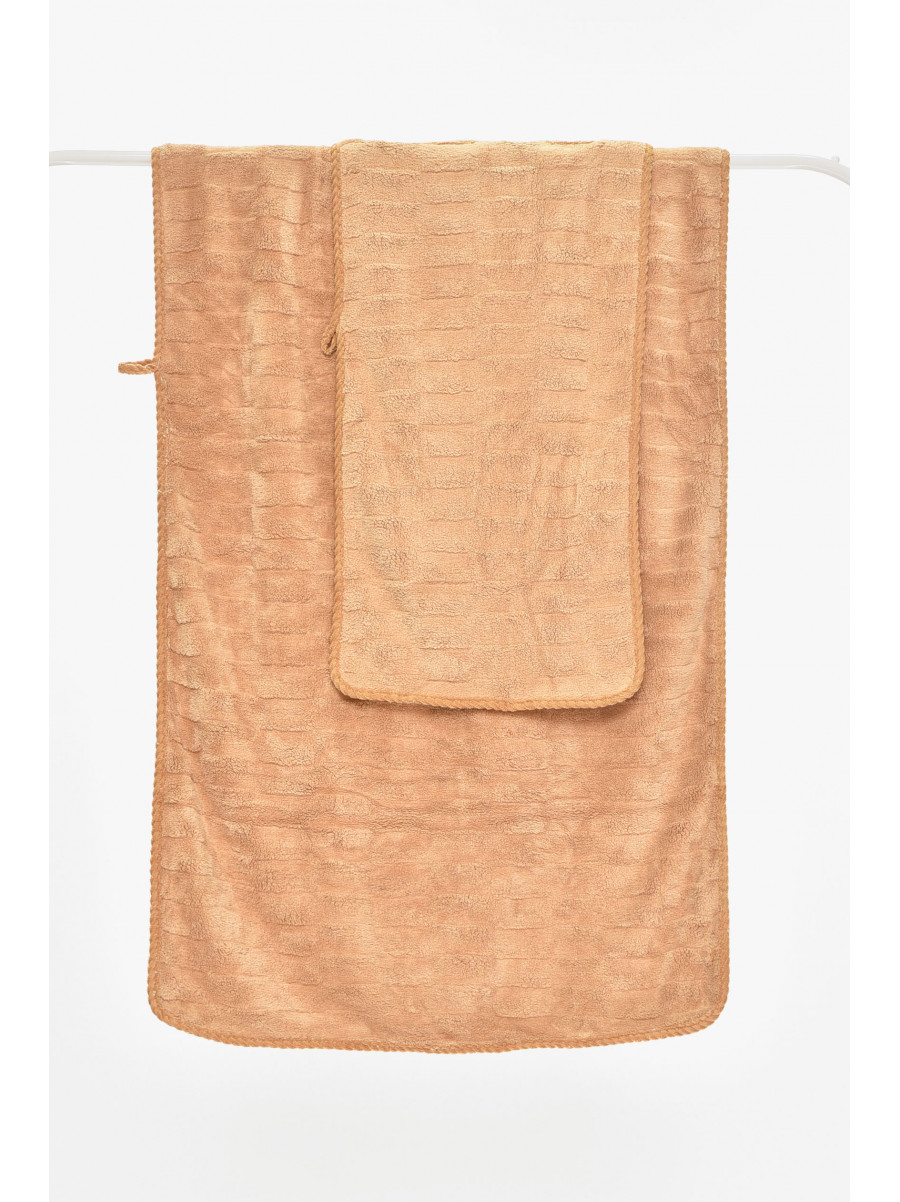 Набор однотонных полотенец из микрофибры банное+для лица бежевого цвета 98-982 210119C