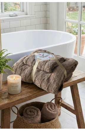 Набор однотонных полотенец из микрофибры банное+для лица коричневого цвета 98-982 210120C