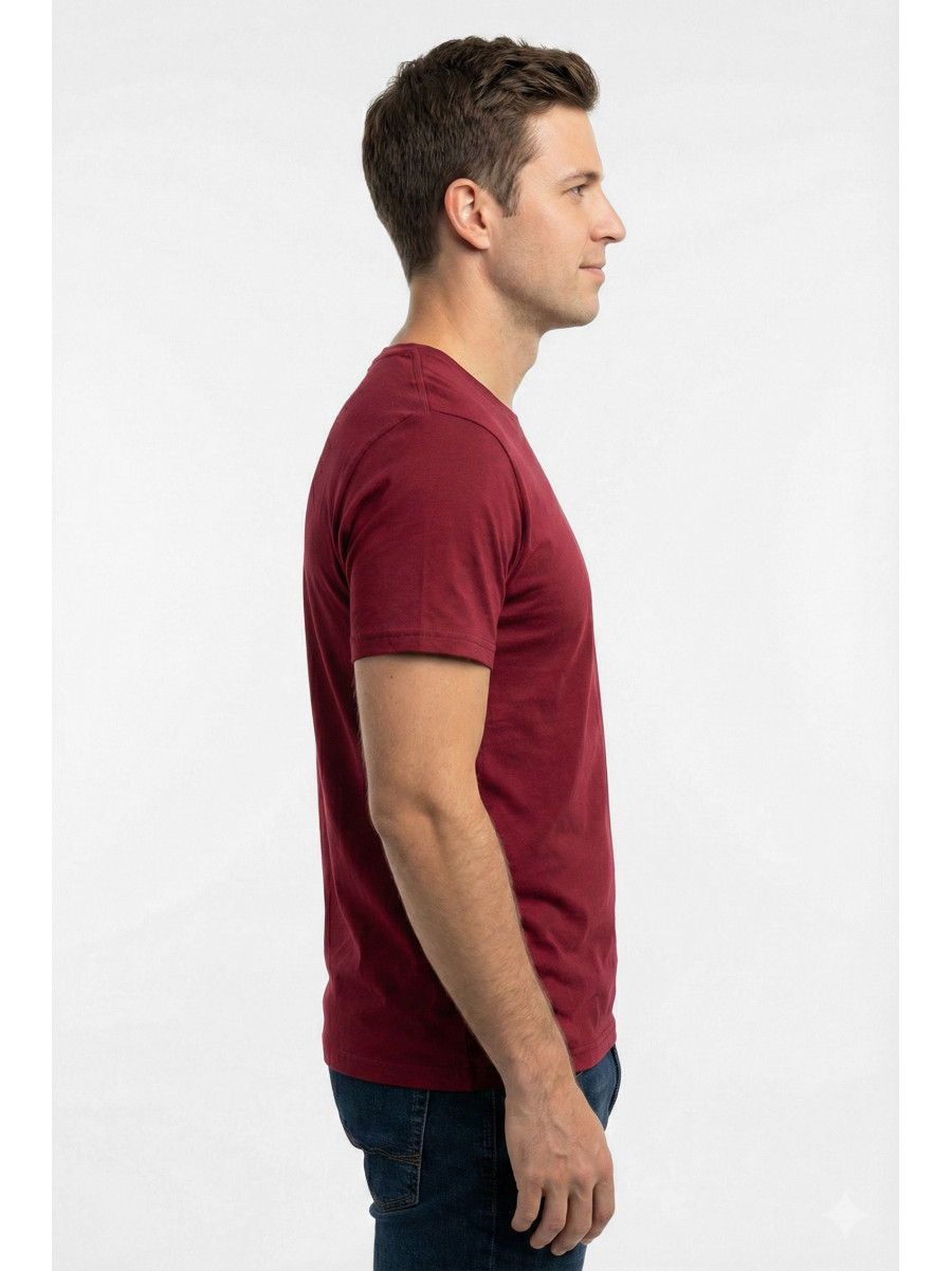 Футболка мужская однотонная бордового цвета 210121C