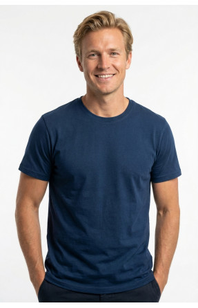Футболка мужская однотонная синего цвета 210123C Футболка мужская однотонная синего цвета 210123C