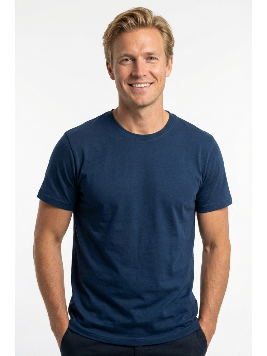 Футболка мужская однотонная синего цвета 210123C