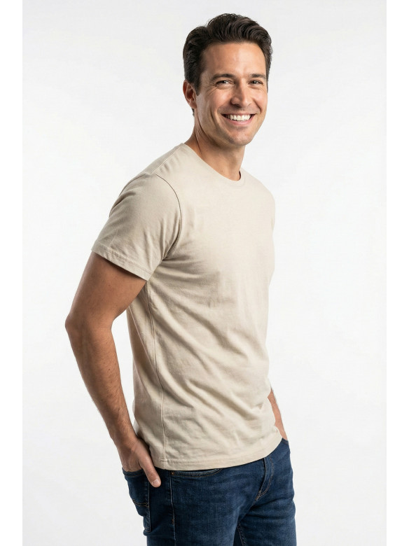 Футболка мужская однотонная светло-бежевого цвета 210128C