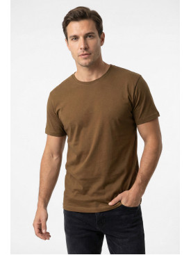 Футболка мужская однотонная коричневого цвета 210129C