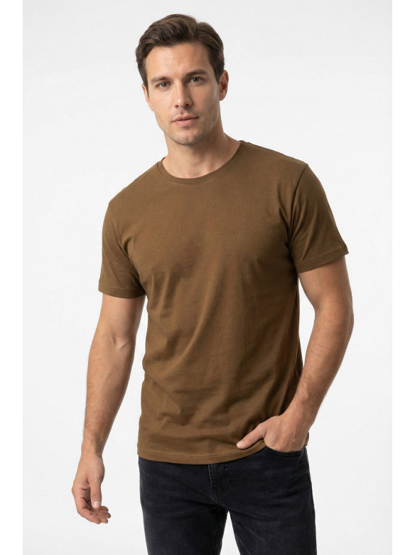 Футболка мужская однотонная коричневого цвета 210129C