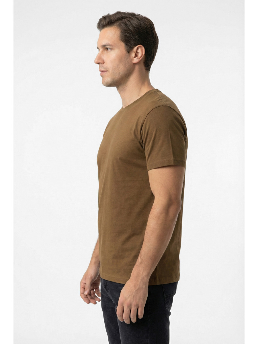 Футболка мужская однотонная коричневого цвета 210129C