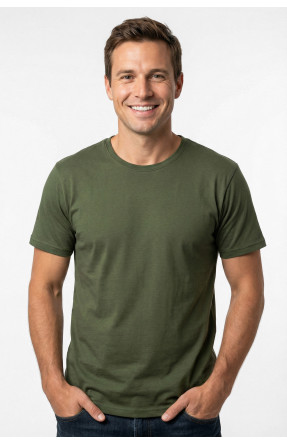 Футболка мужская батальная однотонная цвета хаки 210130C Футболка мужская батальная однотонная цвета хаки 210130C