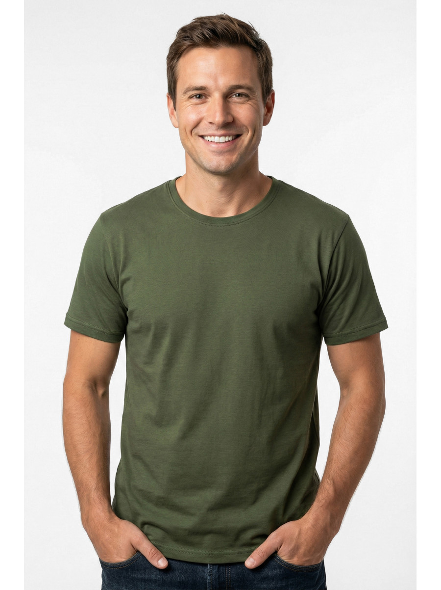 Футболка мужская батальная однотонная цвета хаки 210130C