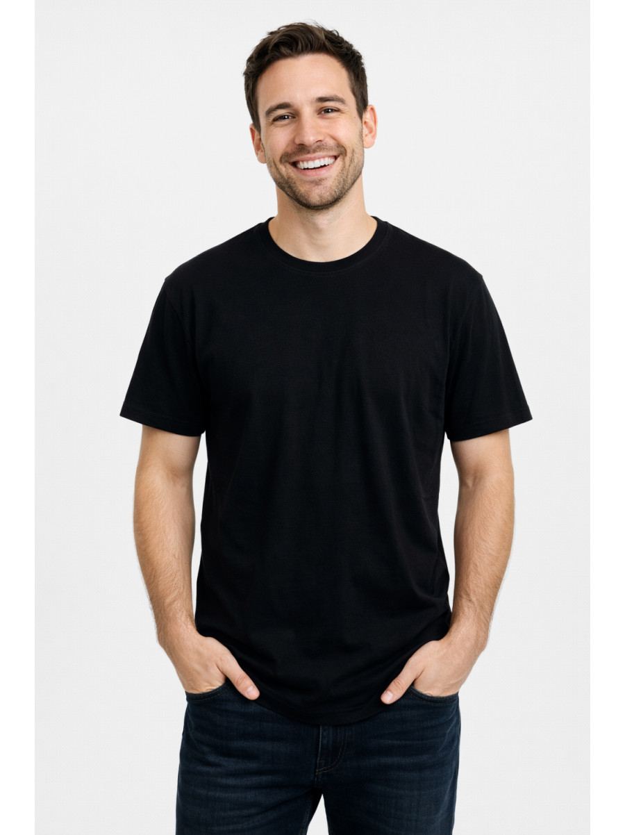 Футболка мужская батальная однотонная черного цвета 210131C