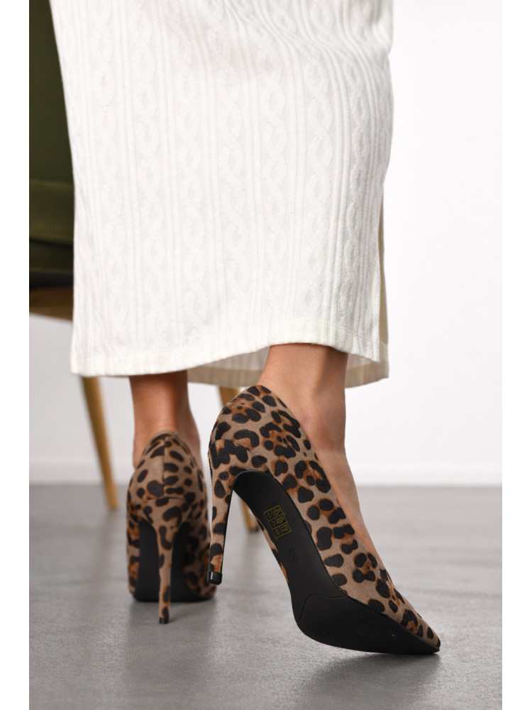 Туфли женские цвета мокко с леопардовым принтом L1068-15 210132C