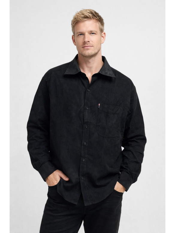 Рубашка мужская полубатальная черного цвета F1037 210135C
