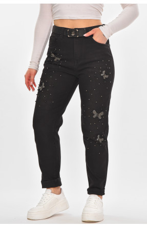 Джинсы женские однотонные черного цвета RE-6070 210137C Джинсы женские однотонные черного цвета RE-6070 210137C