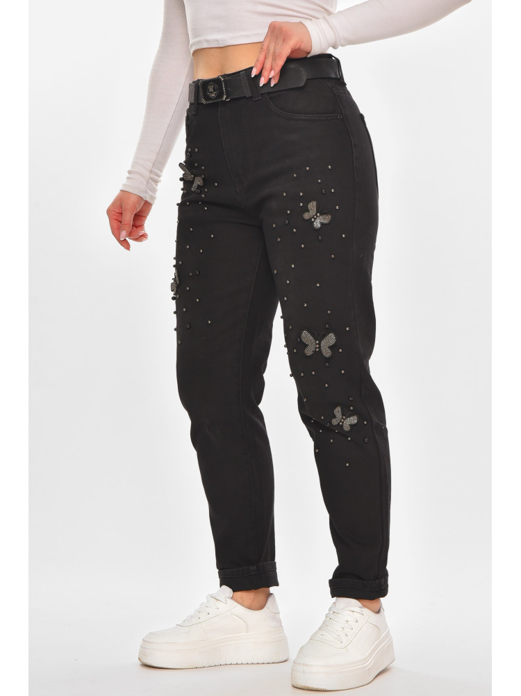 Джинсы женские однотонные черного цвета RE-6070 210137C