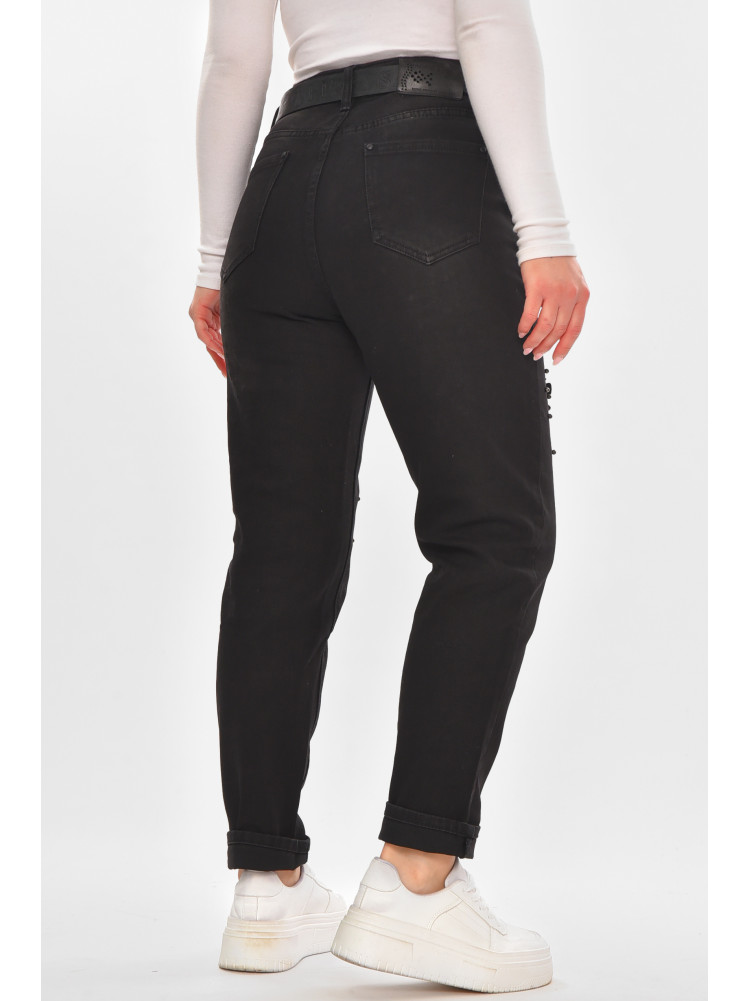 Джинсы женские однотонные черного цвета RE-6070 210137C