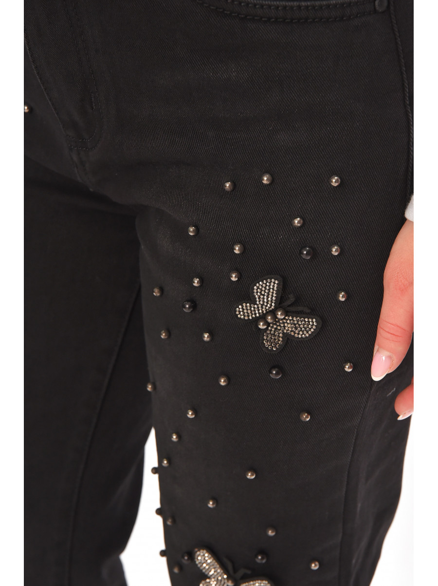 Джинсы женские однотонные черного цвета RE-6070 210137C