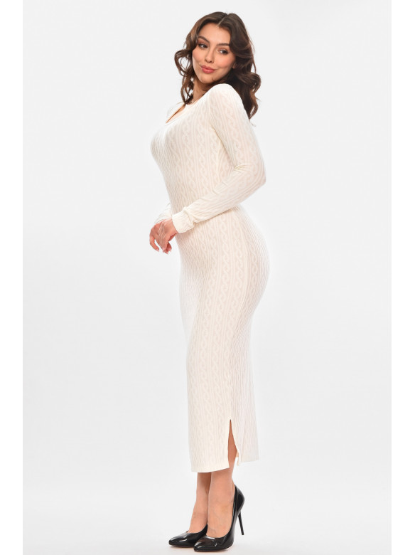 Платье женское однотонное молочного цвета 0866 210138C