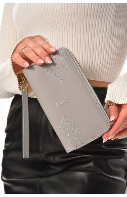 Кошелек женский из экокожи серого цвета YZ-307 210141C Кошелек женский из экокожи серого цвета YZ-307 210141C