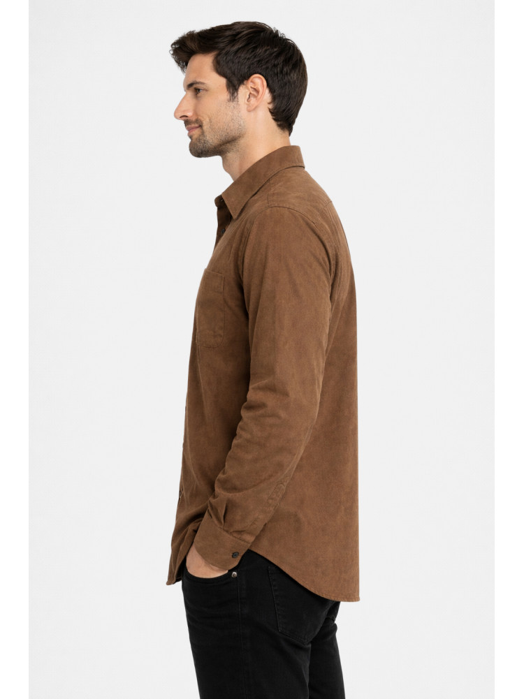Рубашка мужская однотонная коричневого цвета 210145C